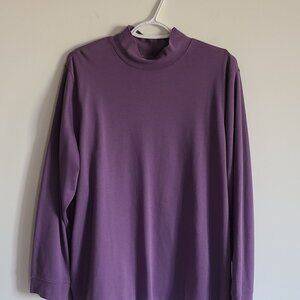 Hasting & Smith Mock Neck Long Sleeve Purple 3X Top